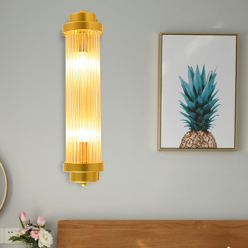 Zylinder Schlafzimmer Wandlampe Wandleuchte Vintage Klarglas 2 Köpfe Gold LED Wandbeleuchtung Fixture