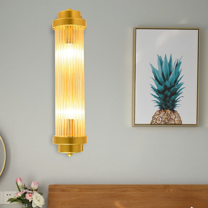 Zylinder Schlafzimmer Wandlampe Wandleuchte Vintage Klarglas 2 Köpfe Gold LED Wandbeleuchtung Fixture