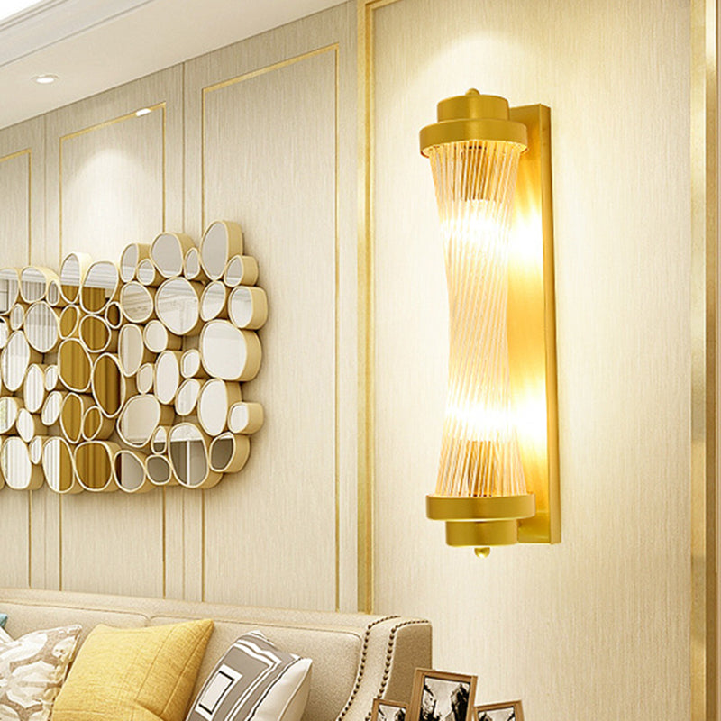 Zylinder Schlafzimmer Wandlampe Wandleuchte Vintage Klarglas 2 Köpfe Gold LED Wandbeleuchtung Fixture