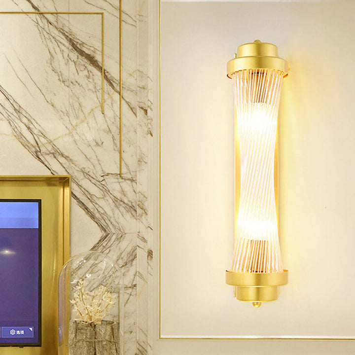 Zylinder Schlafzimmer Wandlampe Wandleuchte Vintage Klarglas 2 Köpfe Gold LED Wandbeleuchtung Fixture
