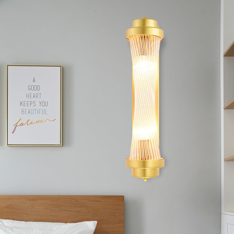 Zylinder Schlafzimmer Wandlampe Wandleuchte Vintage Klarglas 2 Köpfe Gold LED Wandbeleuchtung Fixture
