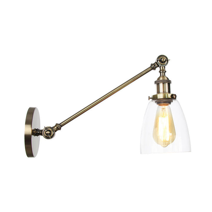 Schwarz/Bronze/Messing 1-Lampen Wandlampenbefestigung Industrie-Stil Klarglas-Kegellicht mit Arm, 8"/12" L