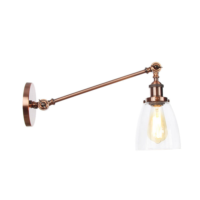 Schwarz/Bronze/Messing 1-Lampen Wandlampenbefestigung Industrie-Stil Klarglas-Kegellicht mit Arm, 8"/12" L