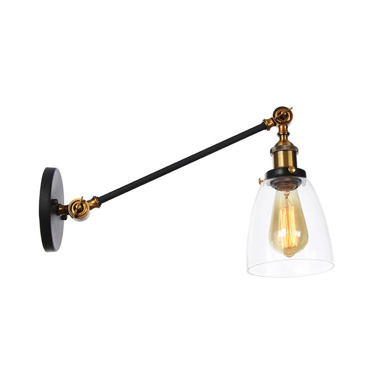 Schwarz/Bronze/Messing 1-Lampen Wandlampenbefestigung Industrie-Stil Klarglas-Kegellicht mit Arm, 8"/12" L