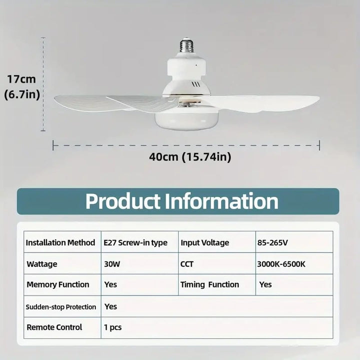 2-IN-1 TRAGBARER DECKENVENTILATOR & LICHT mit Fernbedienung