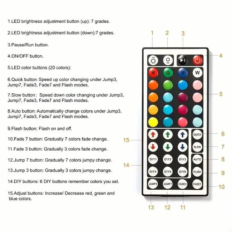 33Ft LED-Streifenlichter mit IR 44-Tasten-Fernbedienung
