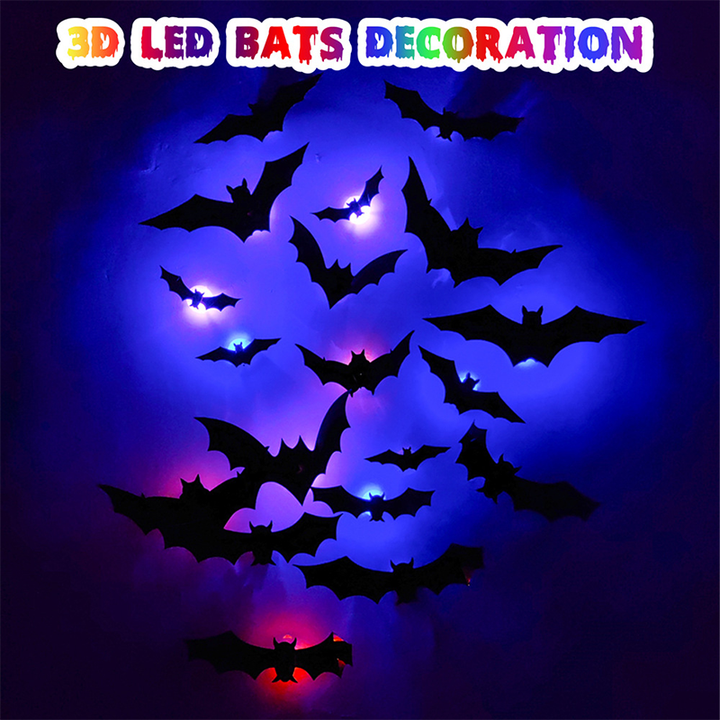 3D Fledermaus LED Wanddekoration — Machen Sie Ihr Zuhause zur gruseligsten Halloween-Bühne mit lebensechten Flugillusionen!