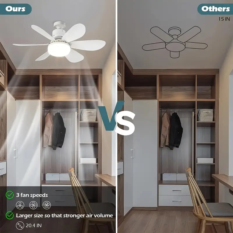 2-IN-1 TRAGBARER DECKENVENTILATOR & LICHT mit Fernbedienung