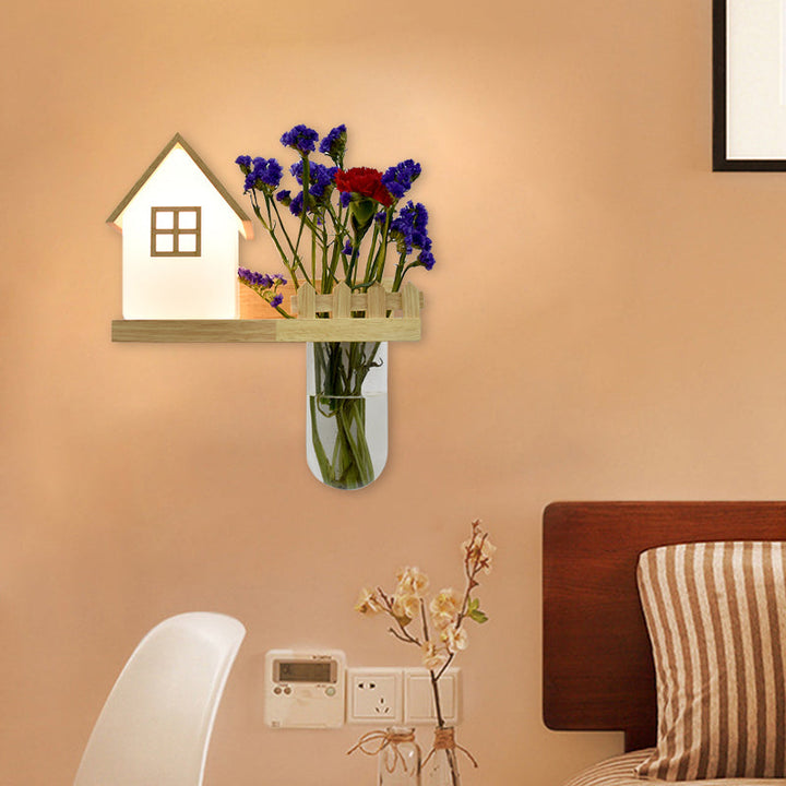Wood House Wandlampe Industrial Cream Glas 1-Licht Restaurant LED Wandleuchten, Links/Rechts