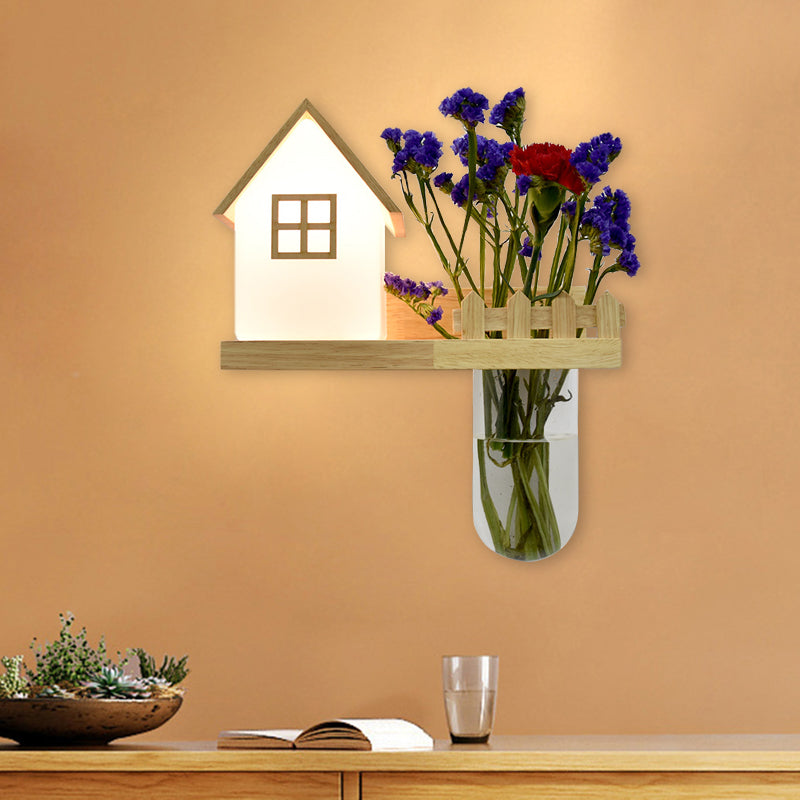 Wood House Wandlampe Industrial Cream Glas 1-Licht Restaurant LED Wandleuchten, Links/Rechts