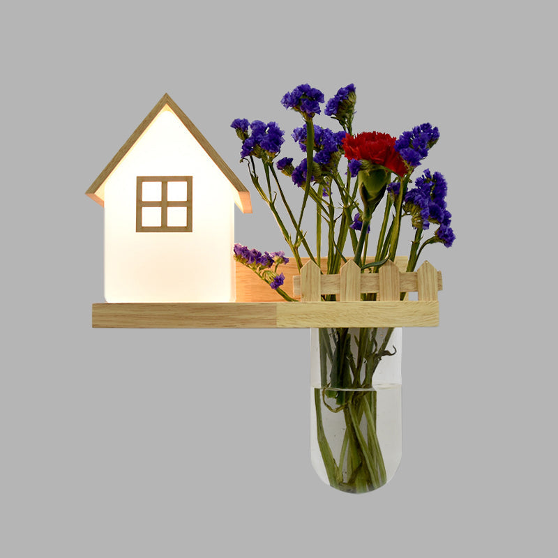 Wood House Wandlampe Industrial Cream Glas 1-Licht Restaurant LED Wandleuchten, Links/Rechts