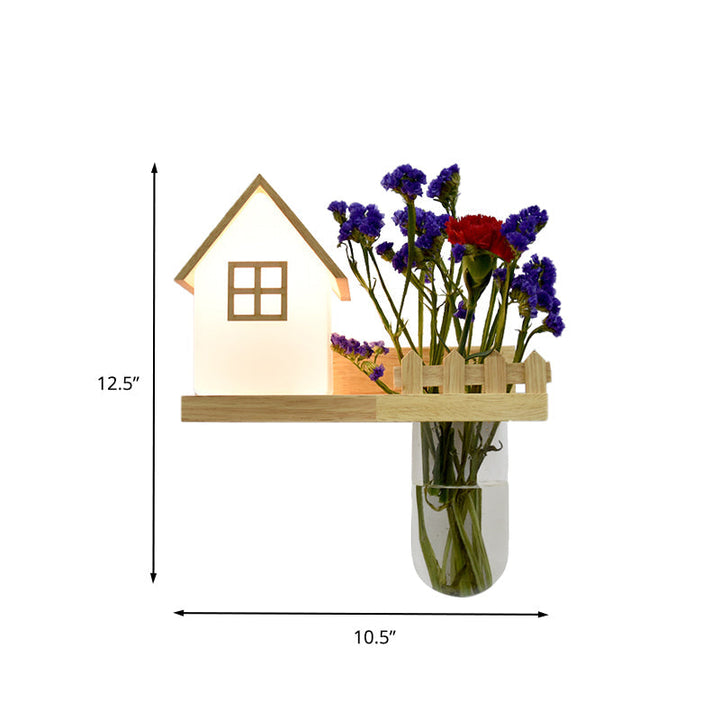 Wood House Wandlampe Industrial Cream Glas 1-Licht Restaurant LED Wandleuchten, Links/Rechts