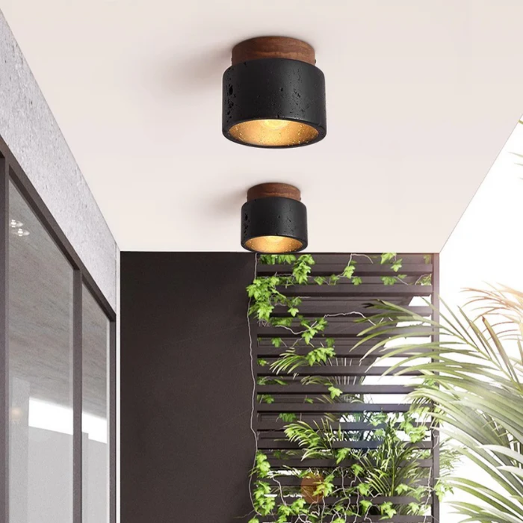 Deckenlampe mit Steinoptik