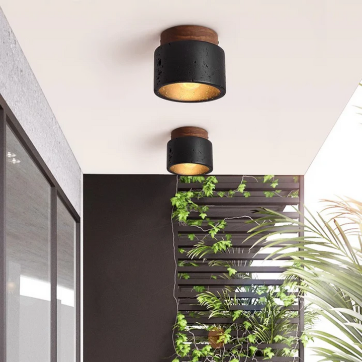 Deckenlampe mit Steinoptik