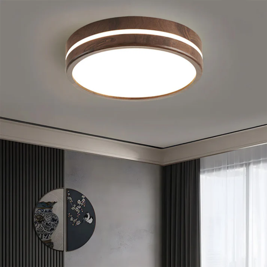 Stilvolle Holz LED-Deckenleuchte