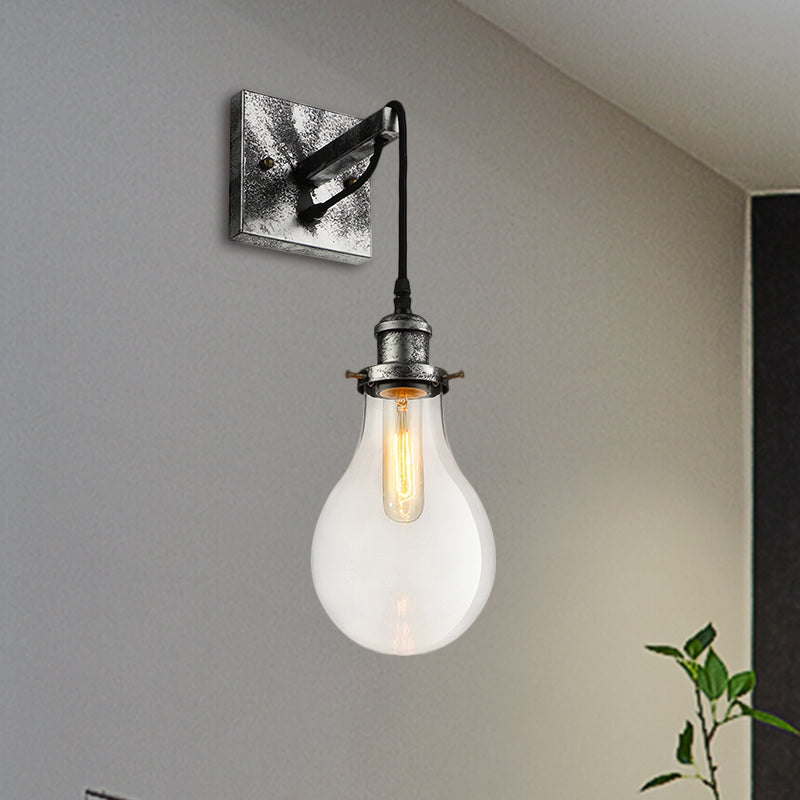 Schwarze Glühbirnen-Schirm-Wandleuchte Industrielles Klarglas 1 Licht Wohnzimmer Wandleuchten Leuchte