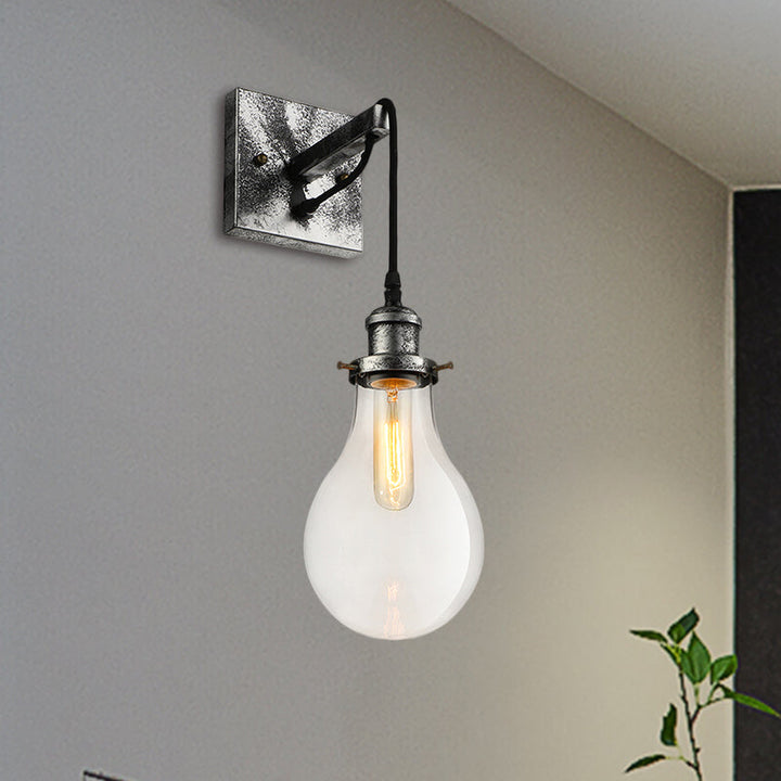 Schwarze Glühbirnen-Schirm-Wandleuchte Industrielles Klarglas 1 Licht Wohnzimmer Wandleuchten Leuchte