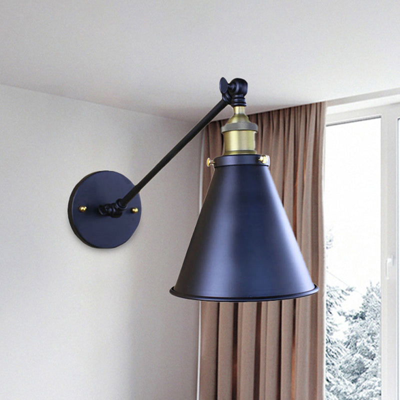 Schwarze Finish Kegelförmige Wandlampe Retro Stilvolles Metall 1 Kopf Flur Wandbeleuchtung, 2 Packs