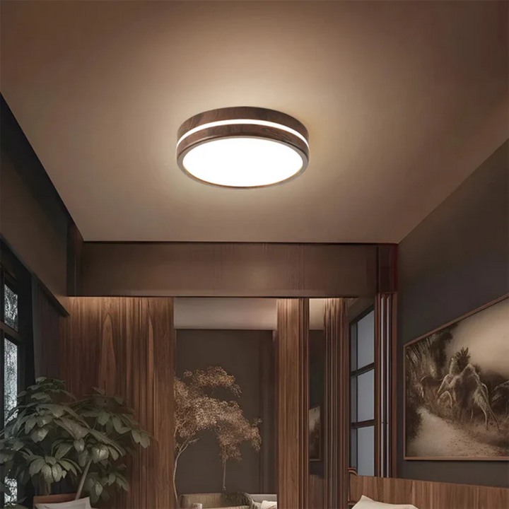 Stilvolle Holz LED-Deckenleuchte