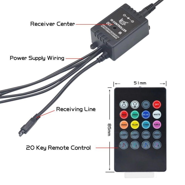 Auto RGB LED Streifenlicht Drahtlose Fernbedienung und Sprachsteuerung