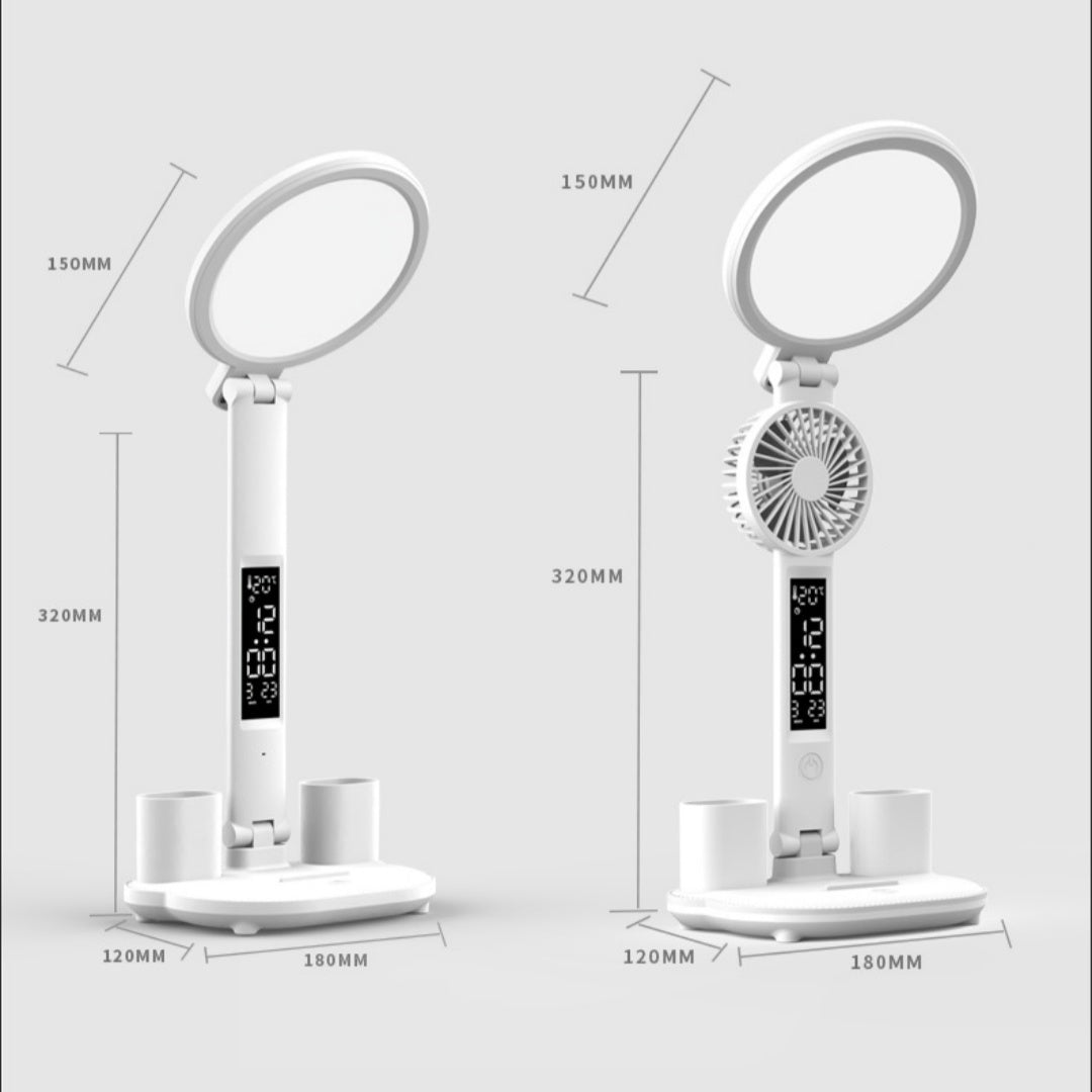 LED-Tischlampe mit Uhr und USB.