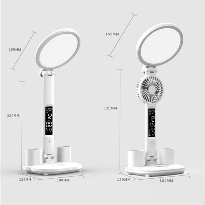 LED-Tischlampe mit Uhr und USB.