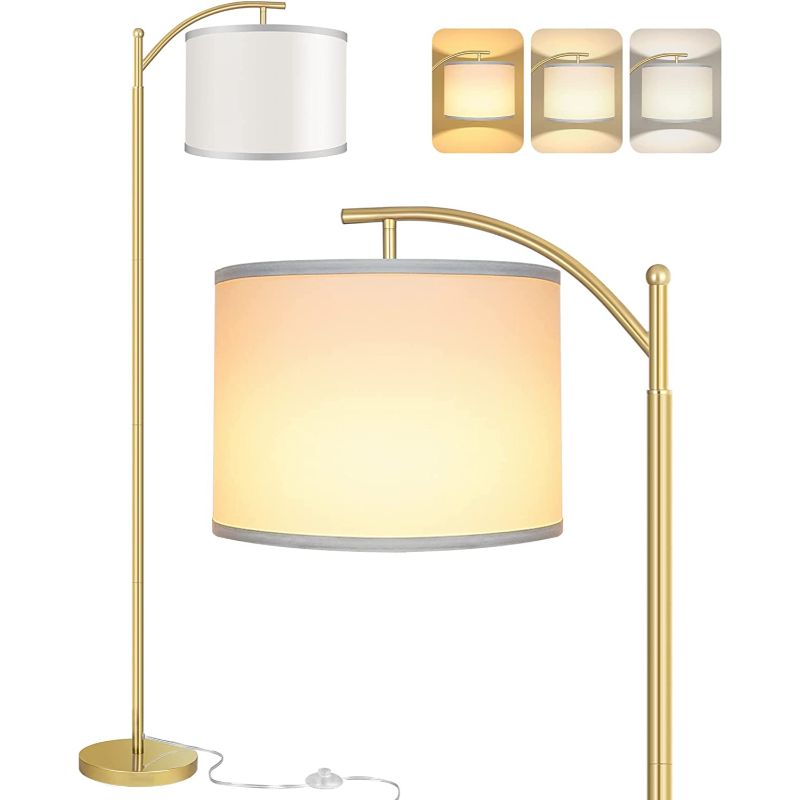 Stehlampe mit 3 Farbtemperaturen LED-Birne, Stehlampe hoch industrielle Stehlampe Leselampe für Schlafzimmer, Büro, weiße Lampenschirm enthalten