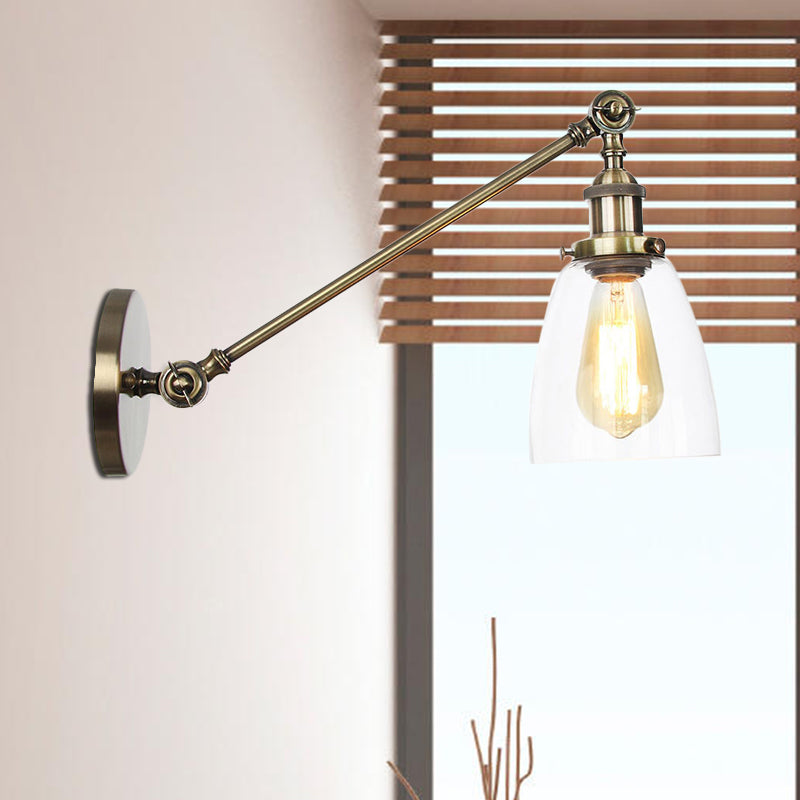 Schwarz/Bronze/Messing 1-Lampen Wandlampenbefestigung Industrie-Stil Klarglas-Kegellicht mit Arm, 8"/12" L