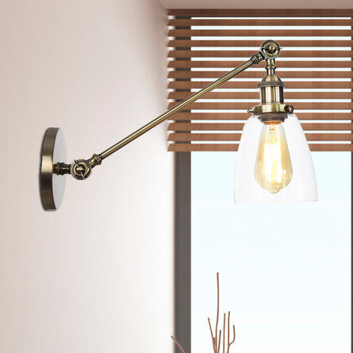 Schwarz/Bronze/Messing 1-Lampen Wandlampenbefestigung Industrie-Stil Klarglas-Kegellicht mit Arm, 8"/12" L