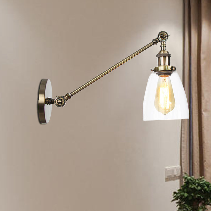 Schwarz/Bronze/Messing 1-Lampen Wandlampenbefestigung Industrie-Stil Klarglas-Kegellicht mit Arm, 8"/12" L