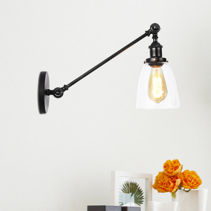 Schwarz/Bronze/Messing 1-Lampen Wandlampenbefestigung Industrie-Stil Klarglas-Kegellicht mit Arm, 8"/12" L