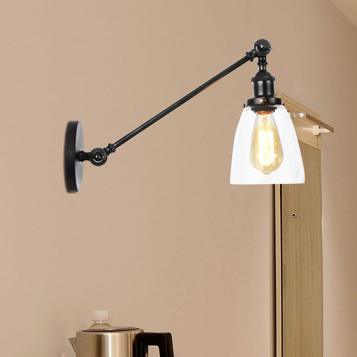 Schwarz/Bronze/Messing 1-Lampen Wandlampenbefestigung Industrie-Stil Klarglas-Kegellicht mit Arm, 8"/12" L