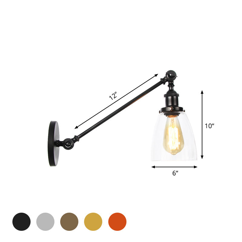 Schwarz/Bronze/Messing 1-Lampen Wandlampenbefestigung Industrie-Stil Klarglas-Kegellicht mit Arm, 8"/12" L