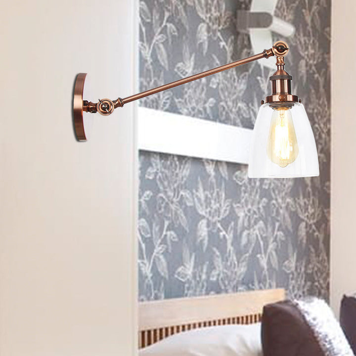 Schwarz/Bronze/Messing 1-Lampen Wandlampenbefestigung Industrie-Stil Klarglas-Kegellicht mit Arm, 8"/12" L