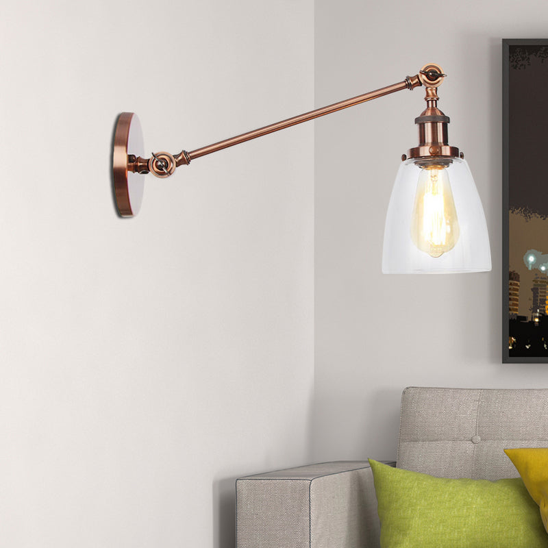 Schwarz/Bronze/Messing 1-Lampen Wandlampenbefestigung Industrie-Stil Klarglas-Kegellicht mit Arm, 8"/12" L