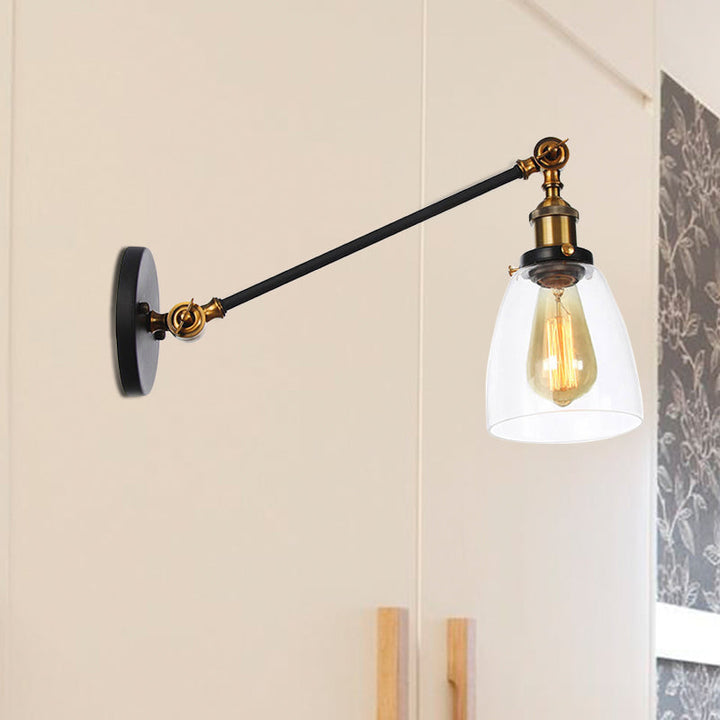 Schwarz/Bronze/Messing 1-Lampen Wandlampenbefestigung Industrie-Stil Klarglas-Kegellicht mit Arm, 8"/12" L