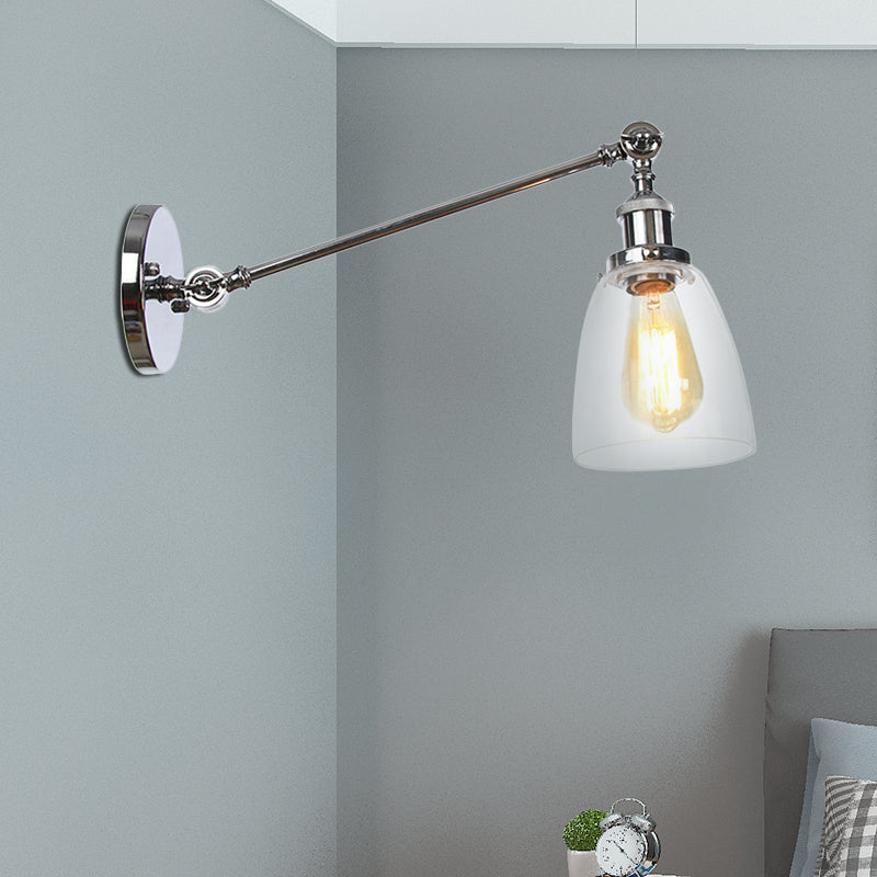 Schwarz/Bronze/Messing 1-Lampen Wandlampenbefestigung Industrie-Stil Klarglas-Kegellicht mit Arm, 8"/12" L