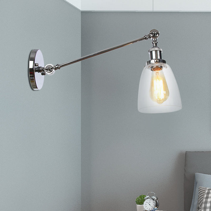 Schwarz/Bronze/Messing 1-Lampen Wandlampenbefestigung Industrie-Stil Klarglas-Kegellicht mit Arm, 8"/12" L