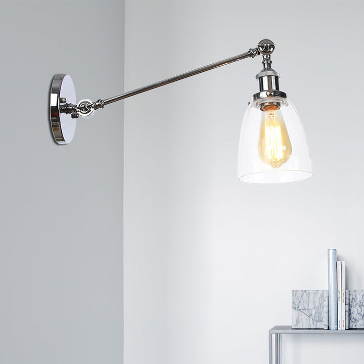 Schwarz/Bronze/Messing 1-Lampen Wandlampenbefestigung Industrie-Stil Klarglas-Kegellicht mit Arm, 8"/12" L