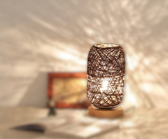 Tischlampe aus Rattanholz
