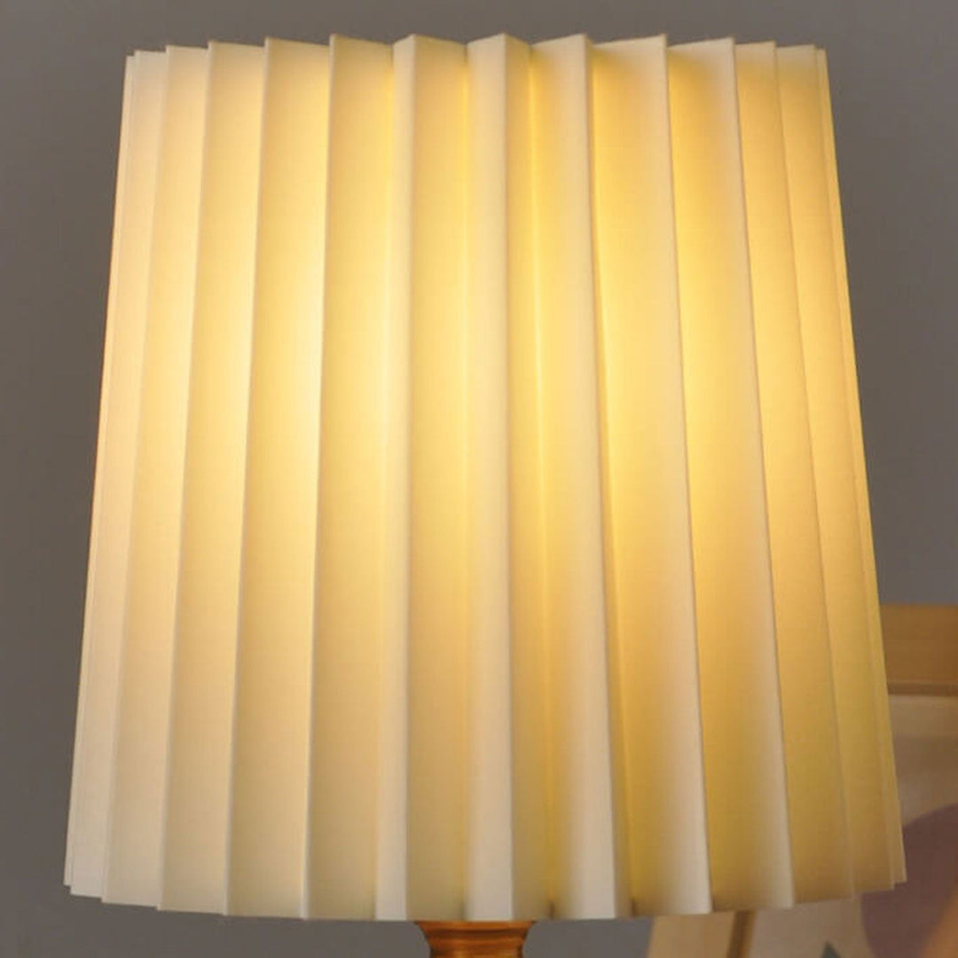 Vintage Korean Falt Säule Massivholz Basis 1-Licht Tischlampe