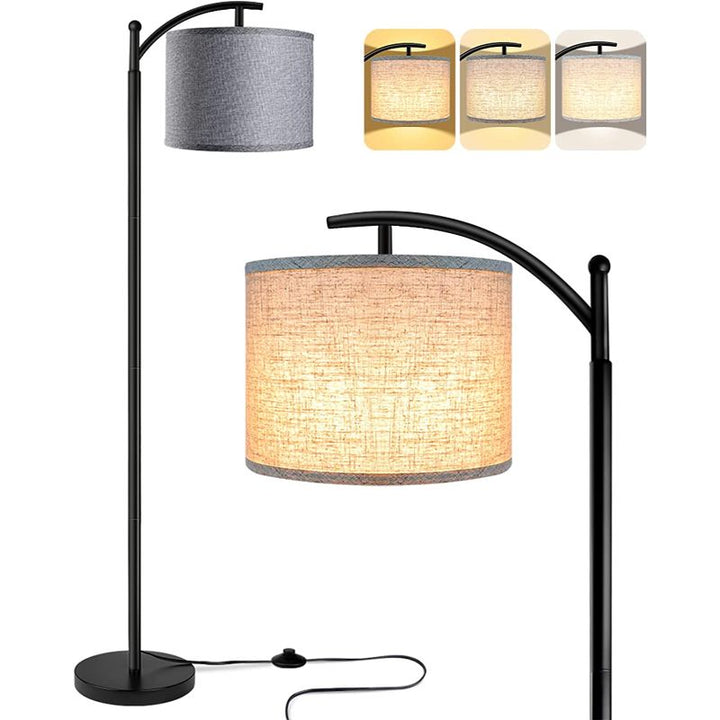 Stehlampe mit 3 Farbtemperaturen LED-Birne, Stehlampe hoch industrielle Stehlampe Leselampe für Schlafzimmer, Büro, weiße Lampenschirm enthalten
