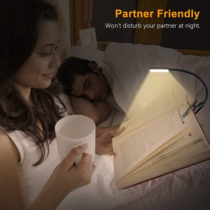 Kaufen Sie 9 LED USB wiederaufladbare Leselampe zum Lesen im Bett - augenfreundlich, stufenlos dimmbar | Kleine leichte Clip-on Leselampe
