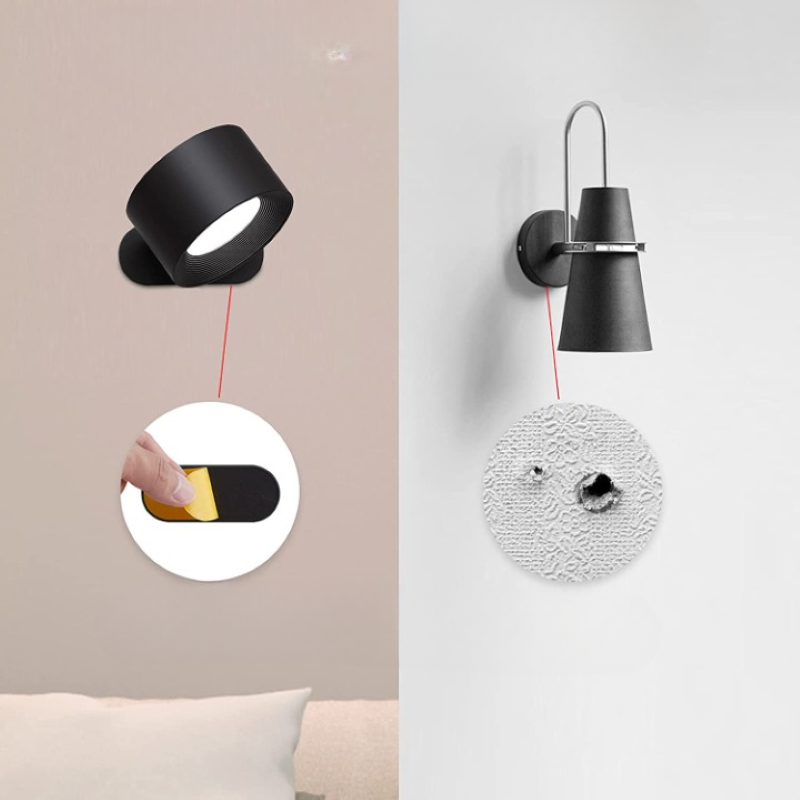 LED-Wandlampen, Wandmontierte Lampen mit wiederaufladbarem Akku, 3 Farbtemperaturen & 3 Helligkeitsstufen, 360° drehbare Magnetkugel, kabellose Wandlampen für Studium, Lesen, Nachttisch