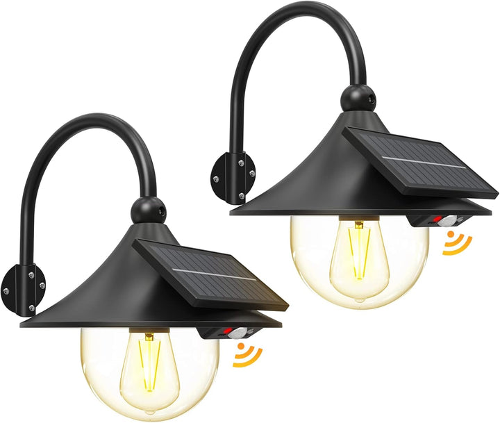 Solar Bewegungsmelder Stallwandlampen mit 3 Modi & Gänsehalsschwan Design (2er Pack) – Halden