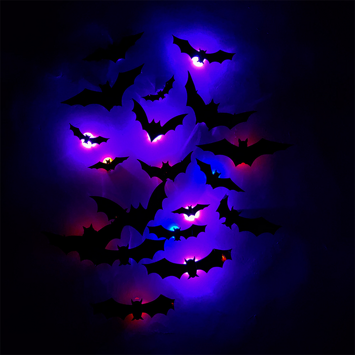 3D Fledermaus LED Wanddekoration — Machen Sie Ihr Zuhause zur gruseligsten Halloween-Bühne mit lebensechten Flugillusionen!