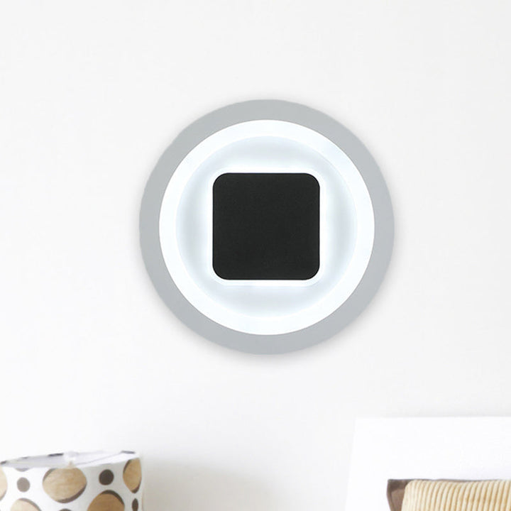 Quadratische und runde Wandleuchten Modernismus Metall LED Schlafzimmer Wandleuchte in Schwarz und Weiß