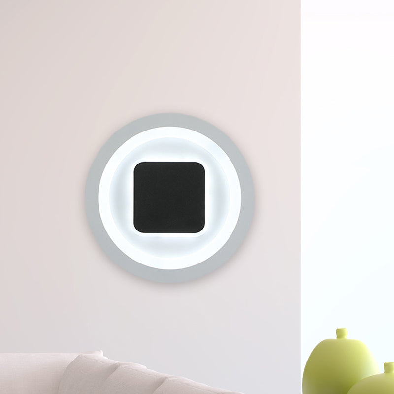 Quadratische und runde Wandleuchten Modernismus Metall LED Schlafzimmer Wandleuchte in Schwarz und Weiß