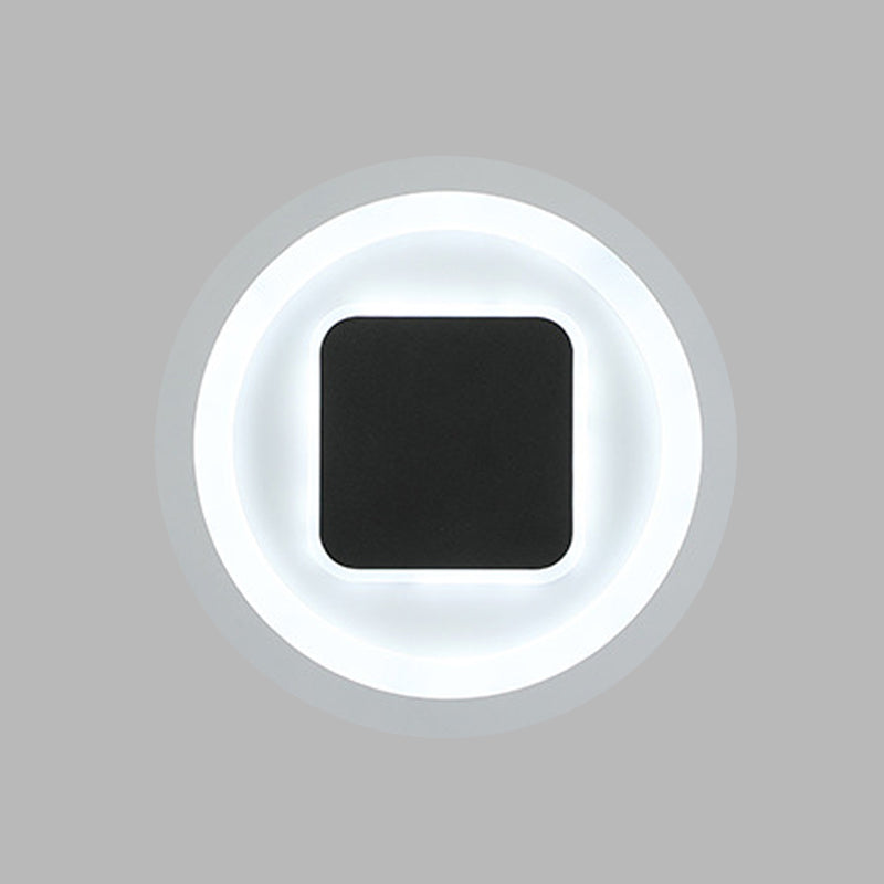 Quadratische und runde Wandleuchten Modernismus Metall LED Schlafzimmer Wandleuchte in Schwarz und Weiß