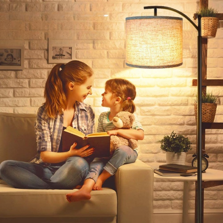 Stehlampe mit 3 Farbtemperaturen LED-Birne, Stehlampe hoch industrielle Stehlampe Leselampe für Schlafzimmer, Büro, weiße Lampenschirm enthalten